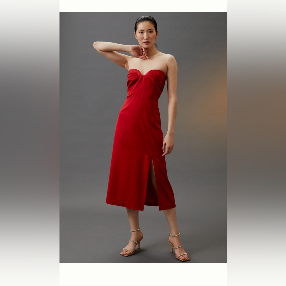 Mare Mare Slim Midi Dress Red Anthropologie 3x